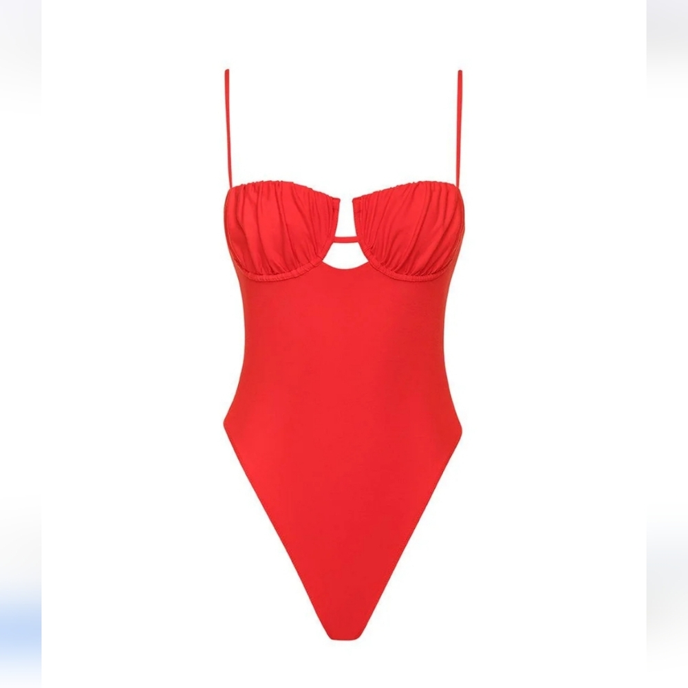 Montce Red Ruched Cup One-Piece Swimsuit